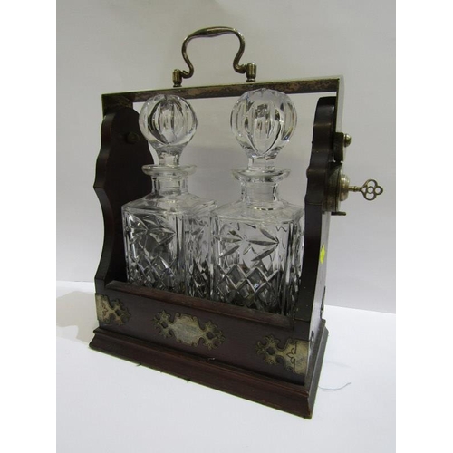 85 - TANTALUS, twin decanter tantalus with key