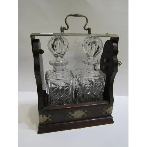 85 - TANTALUS, twin decanter tantalus with key