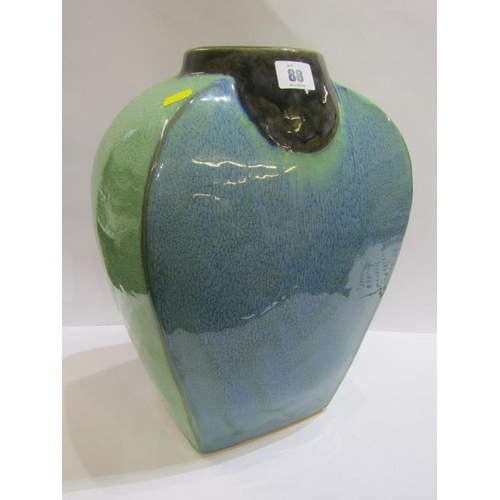 88 - STUDIO POTTERY, 2 glazed fruit bowls and turquoise glazed 39cm vase