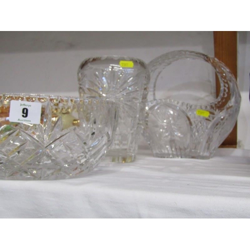 9 - CUT GLASS, Gleneagles fruit bowl, basket and vase