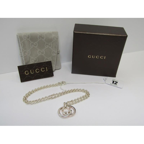 12 - GUCCI, HM silver Gucci pendant on chain, 18