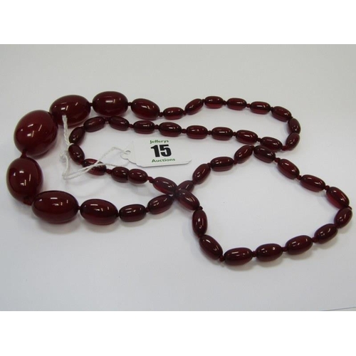 15 - CHERRY AMBER BEAD NECKLACE, 28