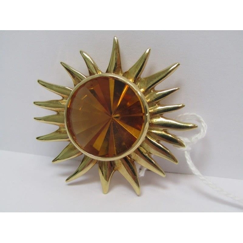 16 - CATHERINE BEST CITRINE & GOLD PENDANT, circular starburst cut citrine in 18ct yellow gold 