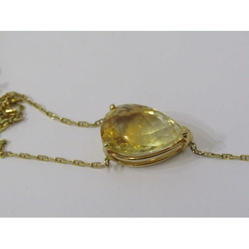 46 - CITRINE & PEARL PENDANT, 14ct gold pendant set a pear cut citrine of approx. 2cm width with a large ... 