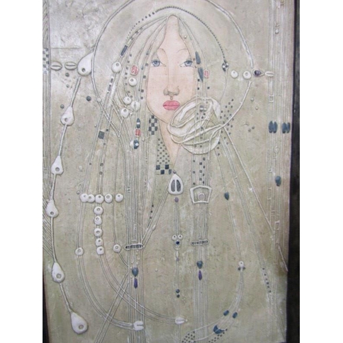 100 - ART NOUVEAU, pair of signed limited edition relief portrait plaques signed S Tondy, 57cm height