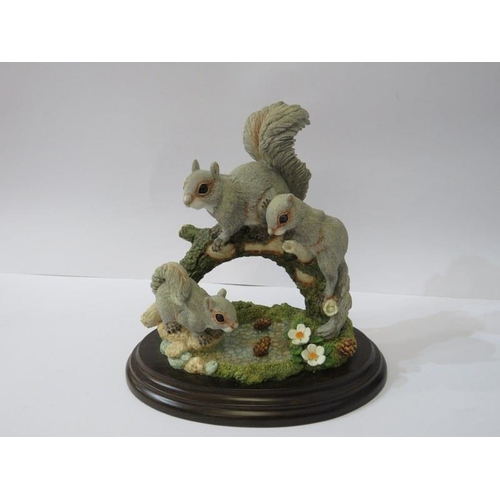 11 - COUNTRY ARTIST, Peregrine Falcon figure & Squirrel family together with slip glazed dog figure