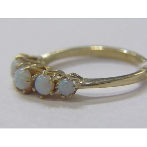 132 - 5 STONE OPAL RING, 9ct yellow gold 5 stone opal ring, size O