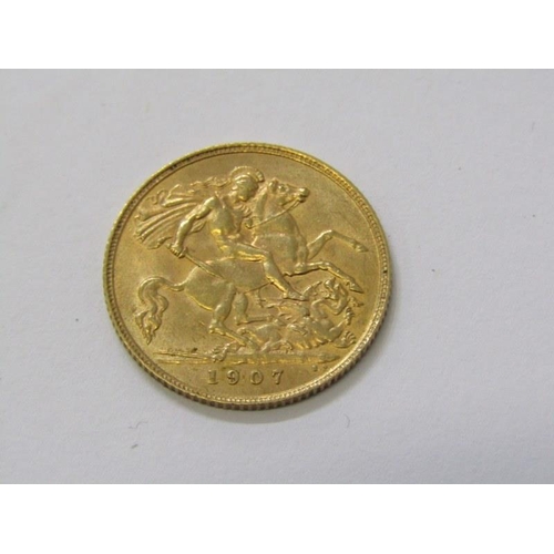 141 - HALF SOVEREIGN, Edward VII 1907 gold half sovereign