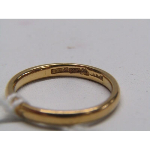 156 - GOLD BAND RING, 22ct yellow gold band ring, size M, 3.6 grams