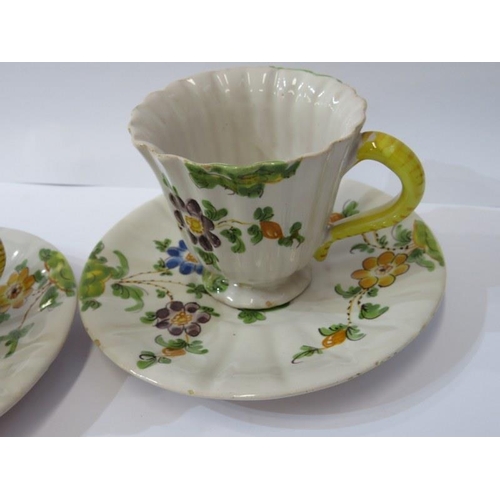 16 - ITALIAN POTTERY, Cantagalli foliate decorated bowl pair of matching comports & a pair of fluted cups... 