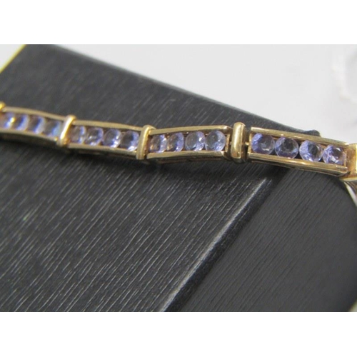 162 - TANZANITE BRACELET, 9ct yellow gold bracelet set 12 panels, each panel contains 4 tanzanites, approx... 