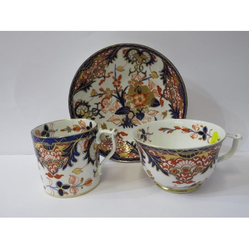 40 - ANTIQUE CROWN DERBY, 3 gilded flower coffee cans with saucers together with 3 cups & 1 other coffee ... 