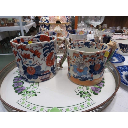 45 - IRONSTONE, 2 antique Ironstone mugs; 