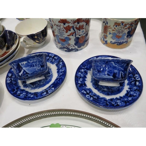 45 - IRONSTONE, 2 antique Ironstone mugs; 