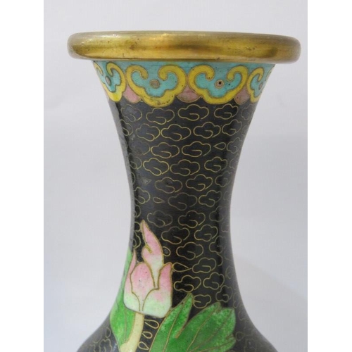 49 - CLOISONNE, pair of Chinese cloisonne peony blossom design 18cm vases