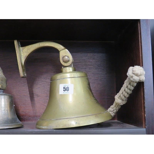 50 - BELLS, (fixed ships bell), antique servants bell & 1 other