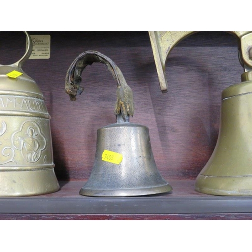 50 - BELLS, (fixed ships bell), antique servants bell & 1 other