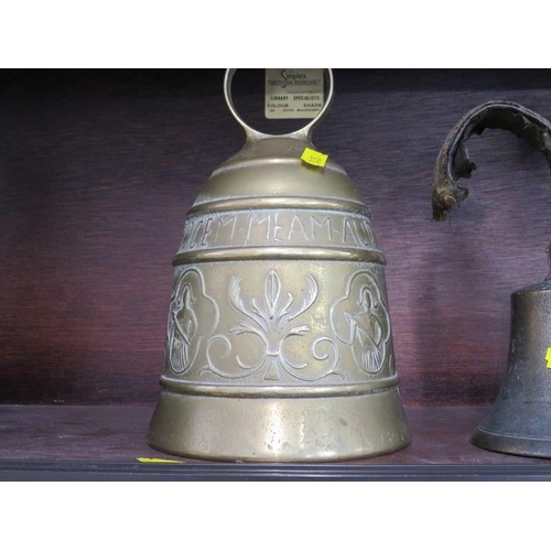 50 - BELLS, (fixed ships bell), antique servants bell & 1 other