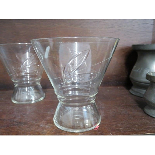 51 - ART DECO GLASSWARE, 7 piece cut glass lemonade set