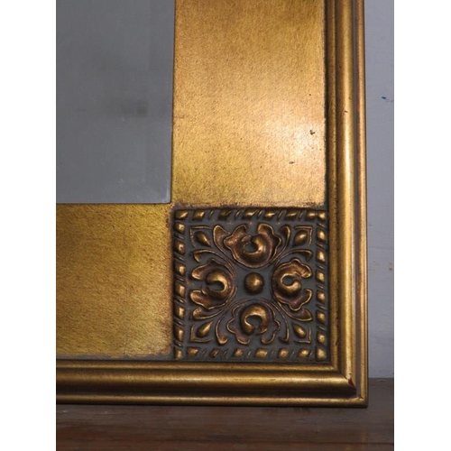 72 - MIRROR, ornate gilt and bevelled rectangular wall mirror