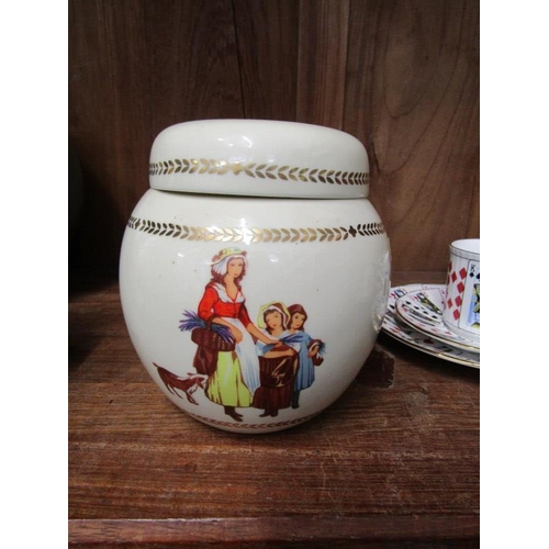 77 - YARDLEY LIDDED GINGER JAR, Royal Winton candy box and playing card design coffee ware