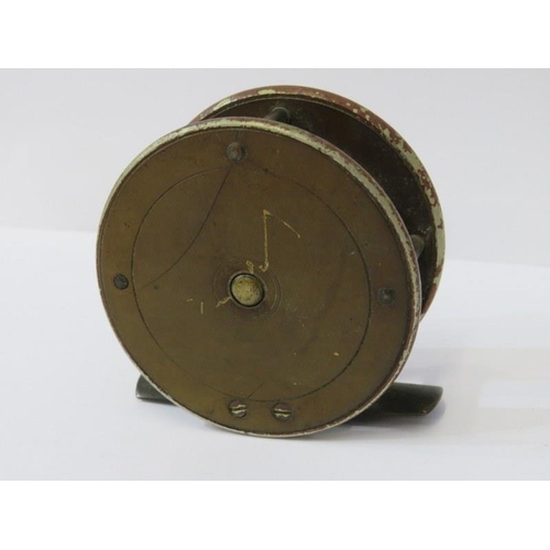 86 - VINTAGE ANGLING, antique fishing reel by J Gillett, Fetter lane London, 6cm diameter; together with ... 