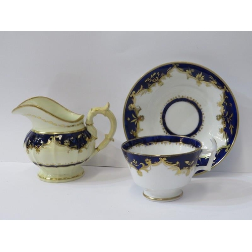 9 - EARLY 19TH CENTURY TEAWARE, gilded blue part tea set, pattern number 695