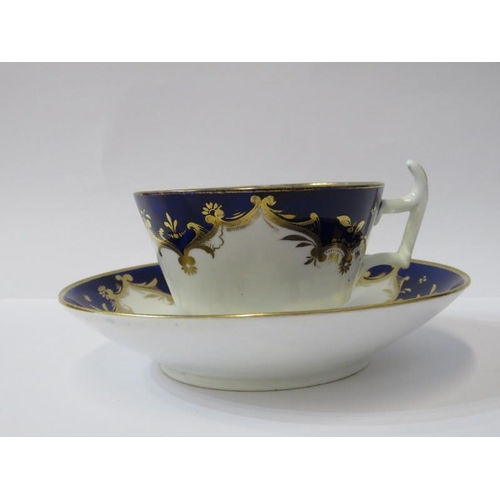 9 - EARLY 19TH CENTURY TEAWARE, gilded blue part tea set, pattern number 695