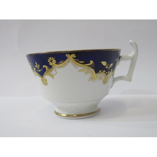 9 - EARLY 19TH CENTURY TEAWARE, gilded blue part tea set, pattern number 695