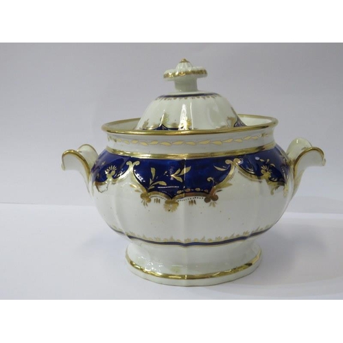 9 - EARLY 19TH CENTURY TEAWARE, gilded blue part tea set, pattern number 695