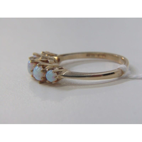 13 - 9ct YELLOW GOLD 5 STONE OPAL ETERNITY STYLE RING, size O