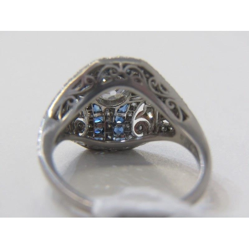 36 - ART DECO STYLE DIAMOND & SAPPHIRE RING, principal diamond approx. 0.50 carat, with further 0.25 cara... 