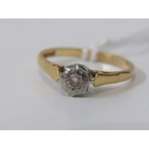 237 - 18CT YELLOW GOLD DIAMOND SOLITAIRE RING, principal brilliant cut diamond measuring approx. 0.10ct, s... 