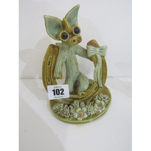 102 - YARE DRAGONS, 2 pottery figures