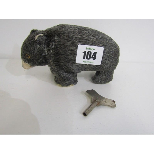 104 - CLOCKWORK TOY, Japanese fabric covered walking bear