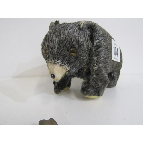 104 - CLOCKWORK TOY, Japanese fabric covered walking bear