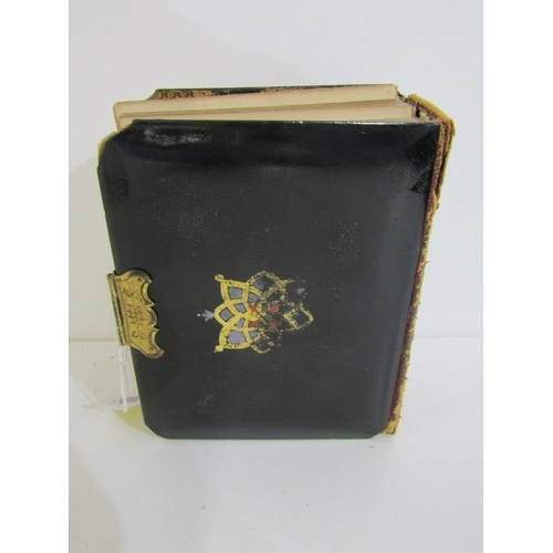 106 - VICTORIAN PORTRAIT PHOTOGRAPH ALBUM, in gilded mother-of-pearl papier mache casing