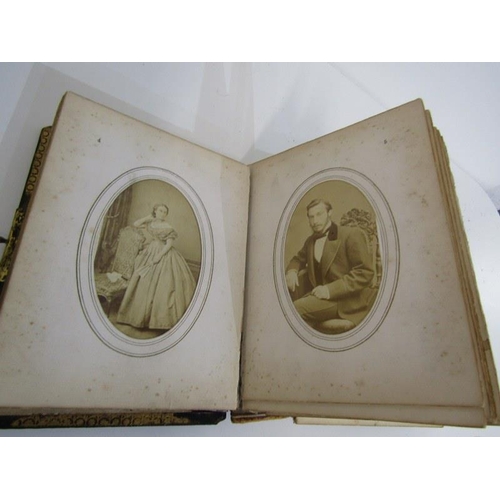 106 - VICTORIAN PORTRAIT PHOTOGRAPH ALBUM, in gilded mother-of-pearl papier mache casing