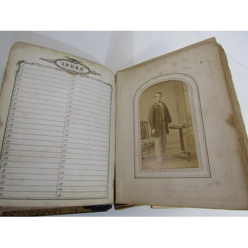 106 - VICTORIAN PORTRAIT PHOTOGRAPH ALBUM, in gilded mother-of-pearl papier mache casing