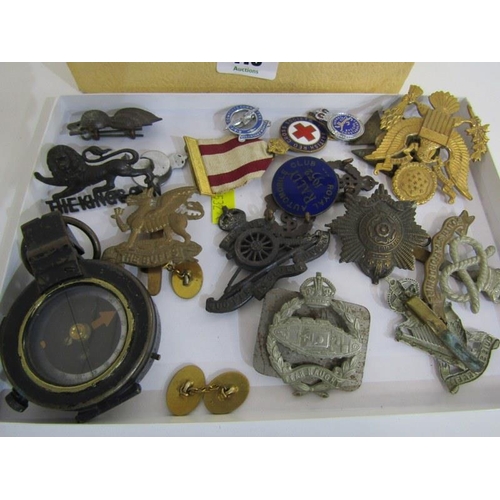 110 - MILITARY BADGES, collection of military badges, buttons, pocket compass, etc