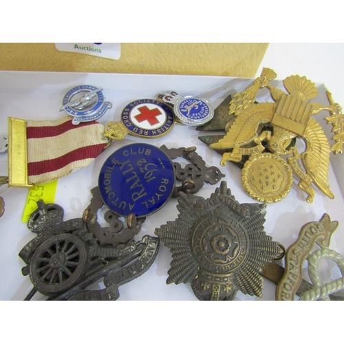 110 - MILITARY BADGES, collection of military badges, buttons, pocket compass, etc