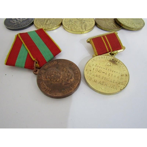 112 - SOVIET MEDALS, a bar of 5 medals and 2 others