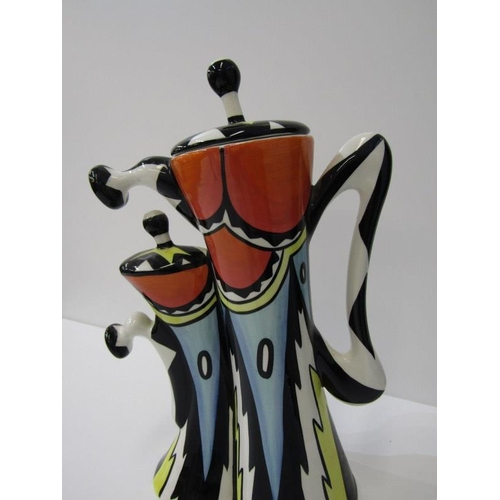 12 - LORNA BAILEY, collector's club coffee pot, 35cm height also Nao Christ figure & comical cat teapot