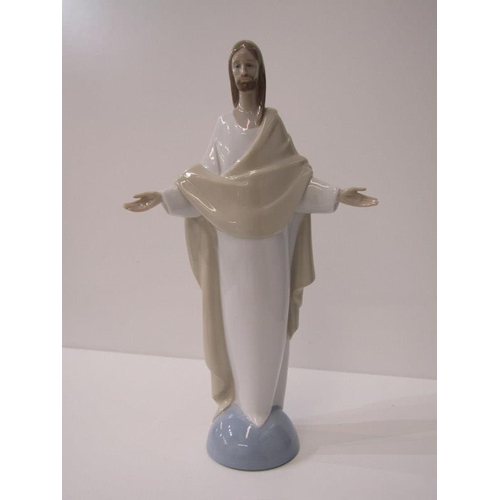 12 - LORNA BAILEY, collector's club coffee pot, 35cm height also Nao Christ figure & comical cat teapot