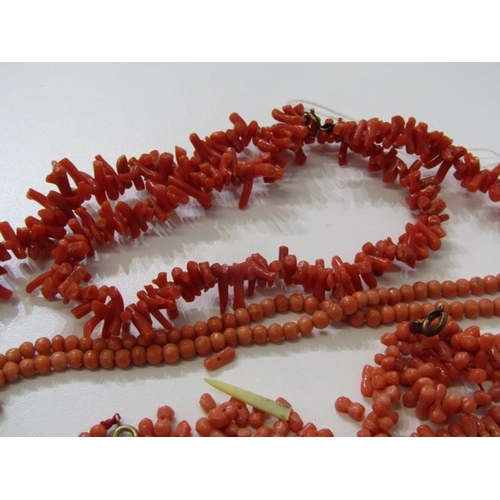 135 - CORAL JEWELLERY, a selection of coral & other necklaces including a 34