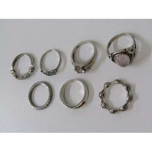 137 - SILVER RINGS, 7 assorted silver rings, mostly stone set, various sizes