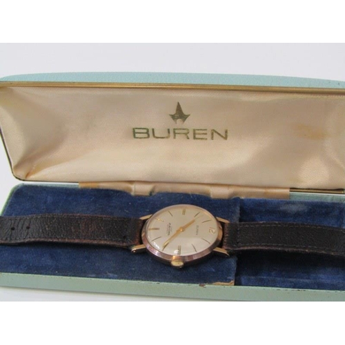 148 - ASSORTED WATCHES, Buren gold cased presentation wrist watch with leather strap in original box with ... 