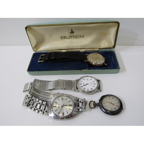 148 - ASSORTED WATCHES, Buren gold cased presentation wrist watch with leather strap in original box with ... 