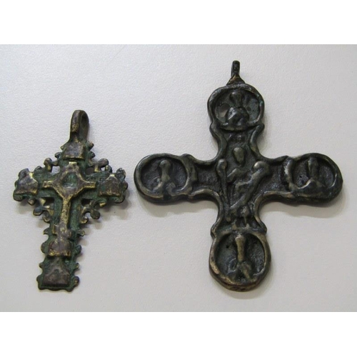 151 - EARLY EUROPEAN CROSSES/PENDANT, a collection of 5 Eastern European pendant crosses, probably 17th-19... 