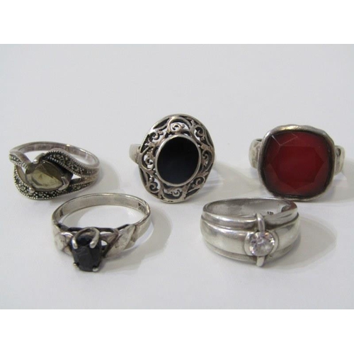 168 - SILVER RINGS, 5 stoneset silver rings, various sizes